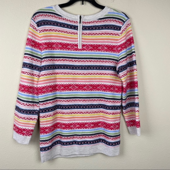 Talbots wool stitch strip sweater reversed knit colorful sz S - Picture 3 of 5